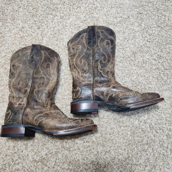 Dan Post brown leather square toe cowboy boots size 7